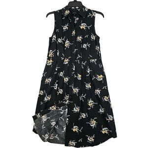 Who What Wear ~Woman Size XS~ Black Floral Sleeveless Button-Up Dress w/Pockets.